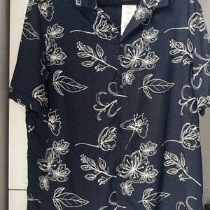 French Connection Navy Floral Button Down Shirt